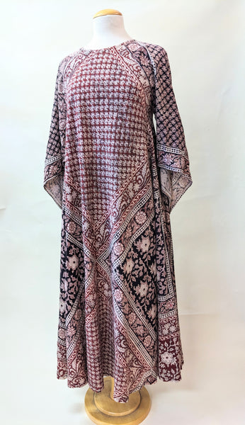 1970s India Block Print Dress