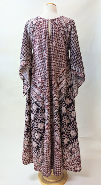 1970s India Block Print Dress