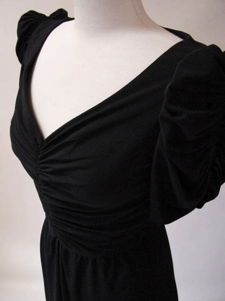 1970s Black Puff Sleeve Dress