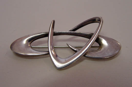 Modernist Sterling Boomerang Pin by Helen Adelman