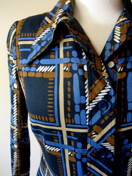 1970s Akris Blue Check Dress