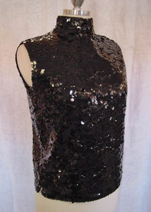 1960s Mod Black Sequin Top