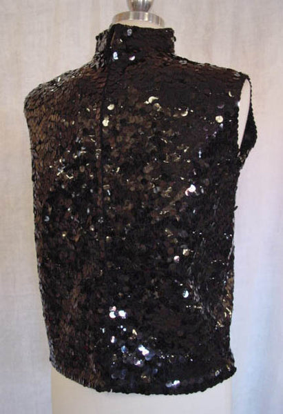 1960s Mod Black Sequin Top