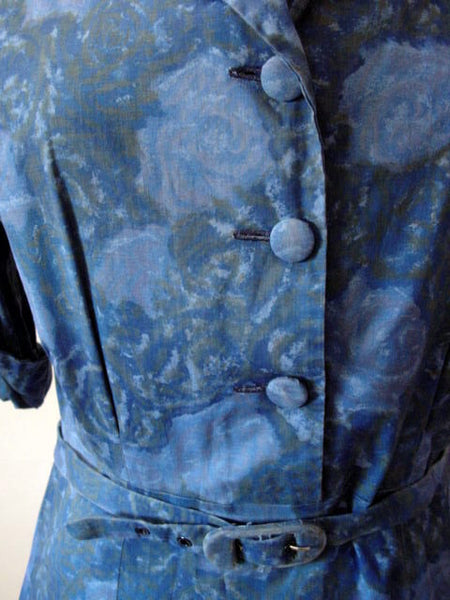 1950s Blue Roses Dress