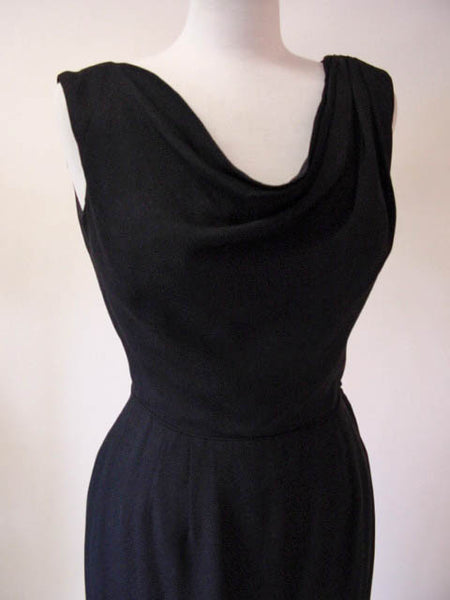 1950s Dorothy O'Hara Black Crepe Dress