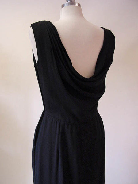 1950s Dorothy O'Hara Black Crepe Dress
