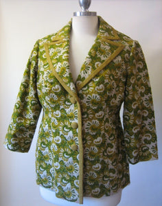 1960s Green Embroidered Floral Jacket
