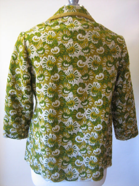 1960s Green Embroidered Floral Jacket