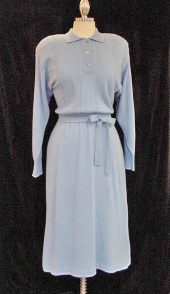 1980s Horchow Blue Cashmere Dress