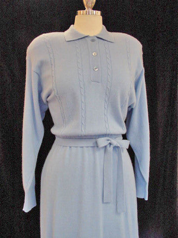 1980s Horchow Blue Cashmere Dress