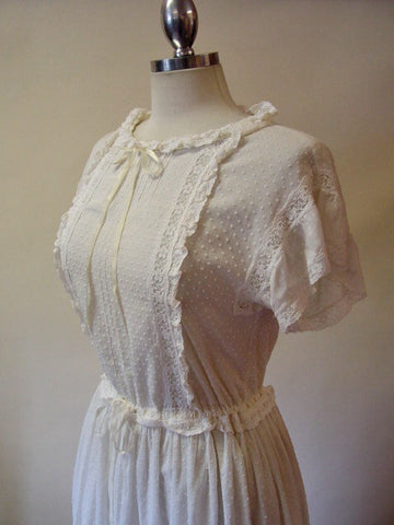 1980s Laura Ashley Romantic White Dress