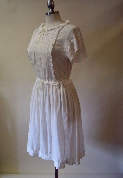 1980s Laura Ashley Romantic White Dress