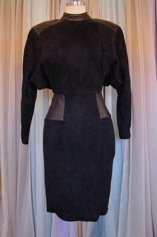 1980s Black North Beach Leather Dress