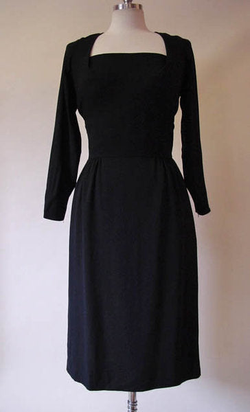 1950s Marjorie Montgomery Black Crepe Dress