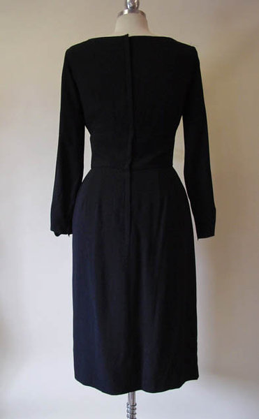 1950s Marjorie Montgomery Black Crepe Dress