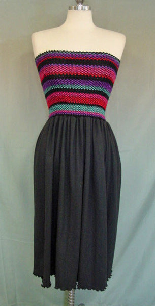 1980s Black Rainbow Tube Dress