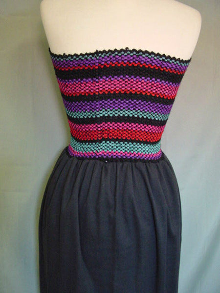 1980s Black Rainbow Tube Dress