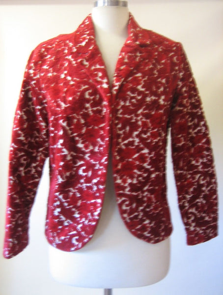 1960s Red Velvet Chenille 2pc Suit