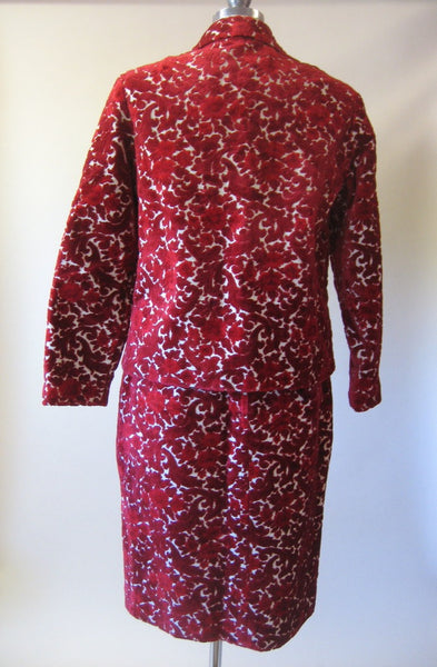 1960s Red Velvet Chenille 2pc Suit