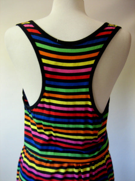1980s Rainbow Stripe Jumper Dress