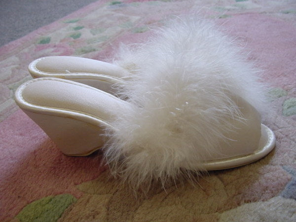 1960s White Maribou Slippers